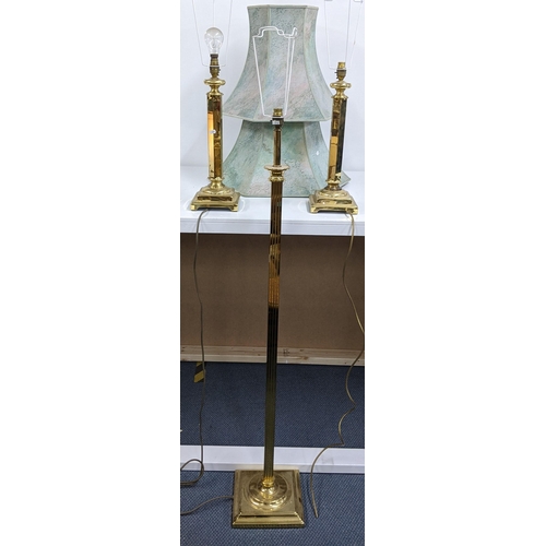 322 - A vintage brass standard lamp together with a pair of table lamps
Location:A2B/A2M