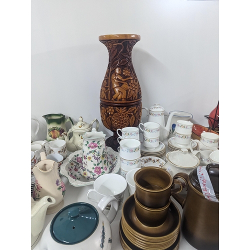 353 - Mixed ceramics to include royal Doulton, Poole pottery, Staffordshire, Beswick and others, vases, te... 