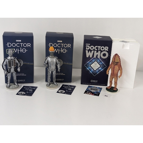 363 - Doctor Who - a group of three boxed Harrop limited edition hand painted figures, second Doctor Cyber... 