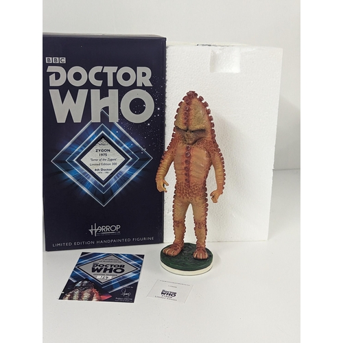 363 - Doctor Who - a group of three boxed Harrop limited edition hand painted figures, second Doctor Cyber... 