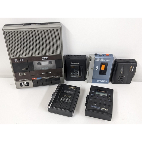 367 - Five mixed Walkmans to include Sharp, Panasonic and others together with an ITT SL530 cassette playe... 