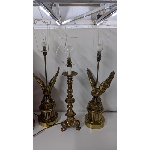 371 - The brass table lamps to include a pair in the form of eagles perched on a rock
Location:LAF