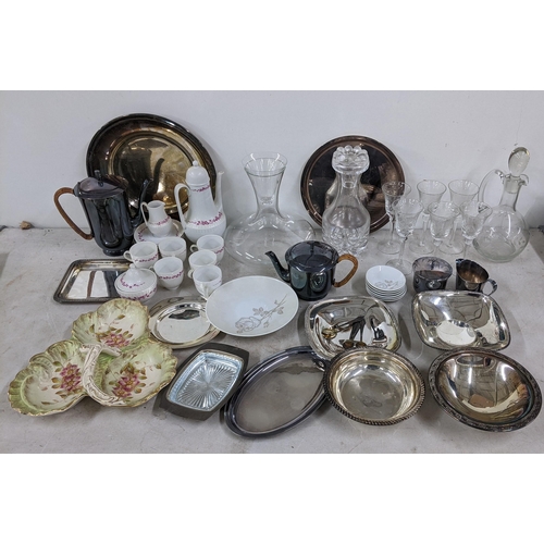 66 - THIS LOT IS WITHDRAWN
A mixed lot to include a German coffee set, silver plate, glassware, and a 19t... 