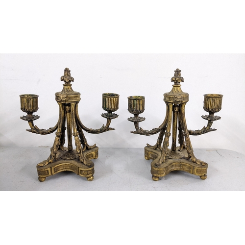 69 - A pair of 19th century French gilt metal Neoclassical two branch candlesticks A/F
Location:2.1