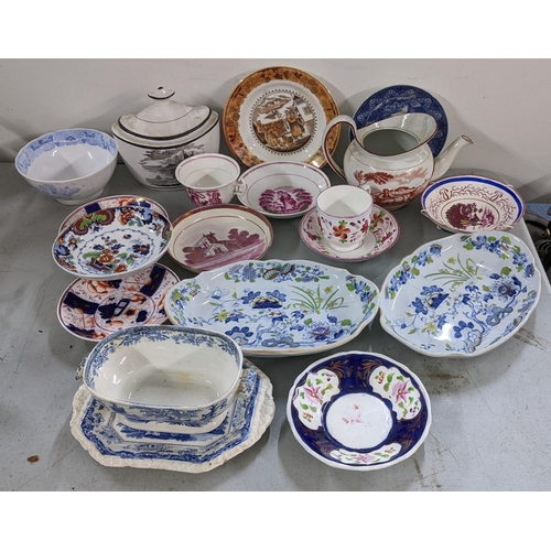 78 - A selection of 19th century porcelain to include a pearlware Staffordshire teapot and other items
Lo... 