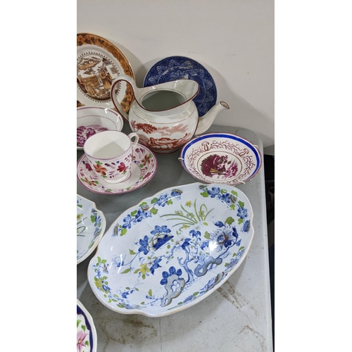 78 - A selection of 19th century porcelain to include a pearlware Staffordshire teapot and other items
Lo... 