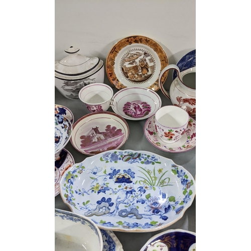 78 - A selection of 19th century porcelain to include a pearlware Staffordshire teapot and other items
Lo... 