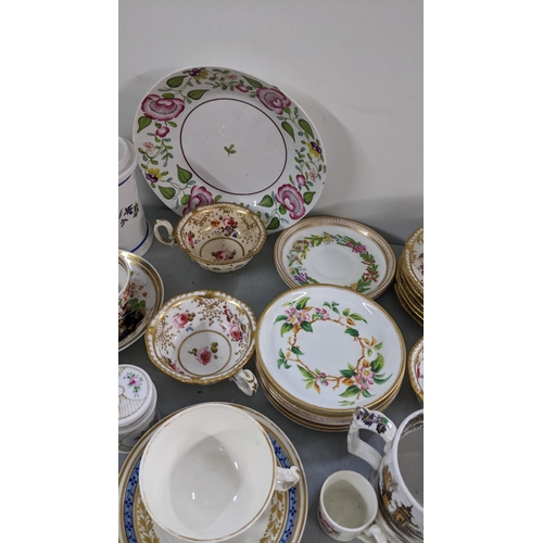 88 - A selection of mainly 19th century porcelain to include a Newhall floral pattern bowl, a Derby cup a... 