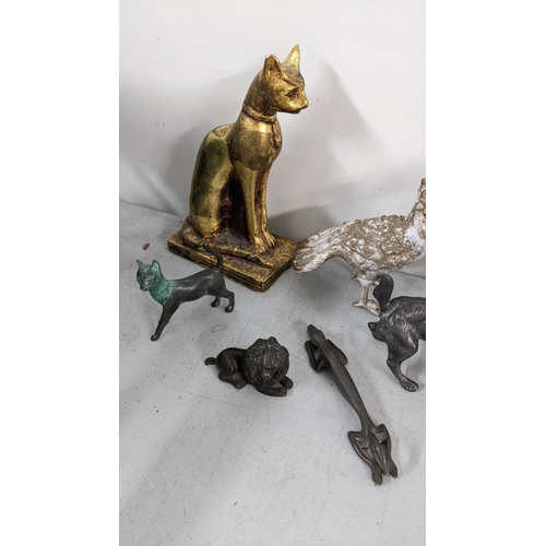 90 - A mixed lot to include a Victorian pounce pot modelled as a dog A/F, bronze miniature model of a lio... 