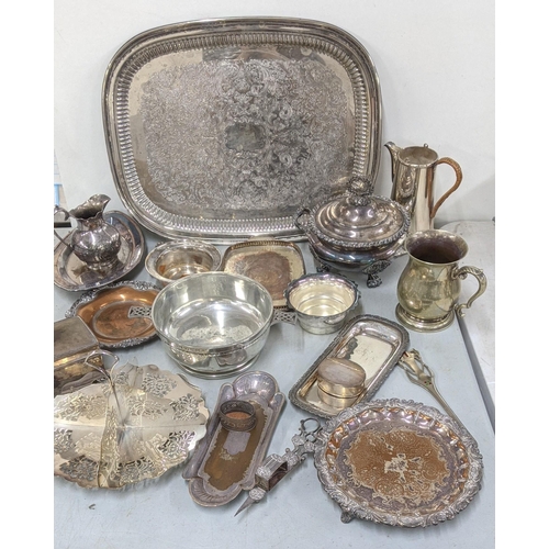 94 - A mixed lot of metalware to include Victorian items and later to include a Victorian silver plated t... 