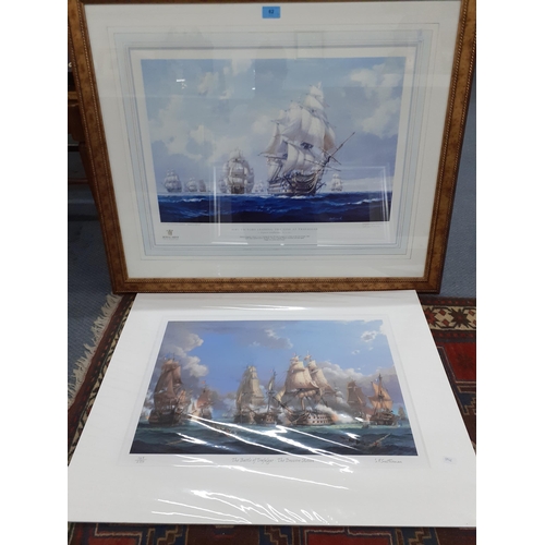 62 - Two limited edition prints of war galleons, one a Royal Mint classics ' HMS Victory' leading the lin... 