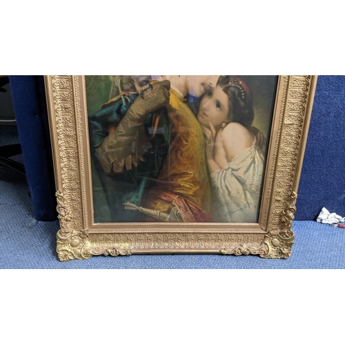 275 - Tranquillo Cremona - The Falconer - a Victorian oleograph in elaborate gilded frame 32.24