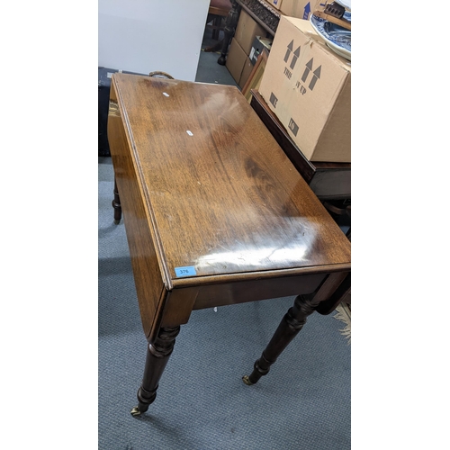 376 - A 19th century mahogany gateleg table having single drawer and turned legs 71cm h x 92cm w Location:... 