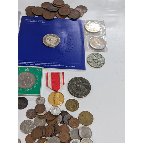 384 - Mixed coins - The Millennium Coin and other commemorative coins, 1966 Canada silver dollar, George I... 