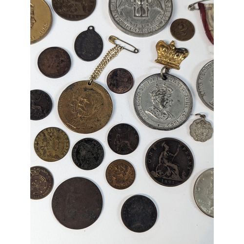 386 - Mixed coins - Victorian and later mostly British examples to include 1844 half farthings, 1853 farth... 