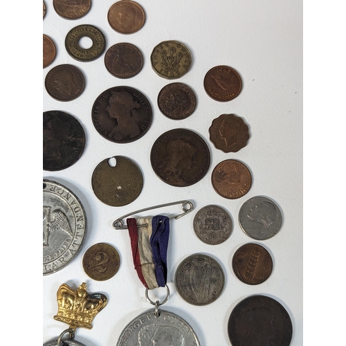 386 - Mixed coins - Victorian and later mostly British examples to include 1844 half farthings, 1853 farth... 