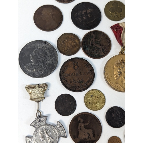 386 - Mixed coins - Victorian and later mostly British examples to include 1844 half farthings, 1853 farth... 