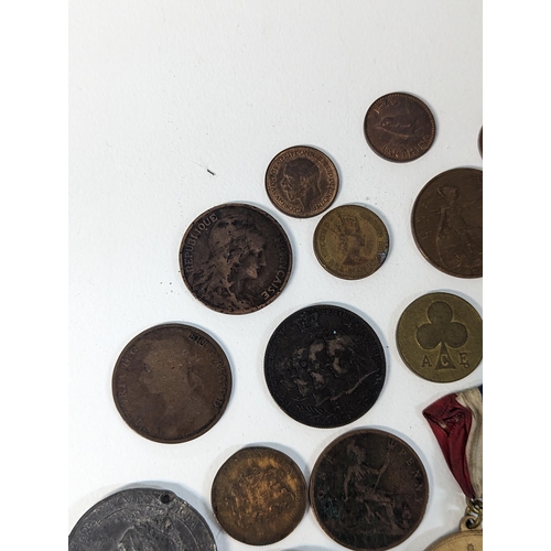 386 - Mixed coins - Victorian and later mostly British examples to include 1844 half farthings, 1853 farth... 