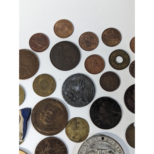 386 - Mixed coins - Victorian and later mostly British examples to include 1844 half farthings, 1853 farth... 