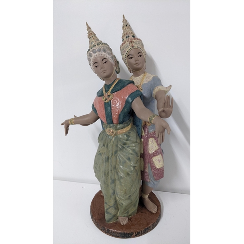 417 - A Nadal large porcelain figure group of two Thai dancers, 50cm h Location:7.1