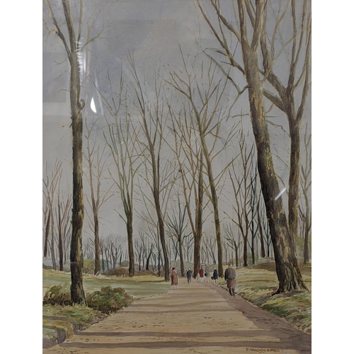 422 - E.W Golding - watercolour depicting figures walking in  a woodland scene, 36cm x 45cm, framed
Locati... 