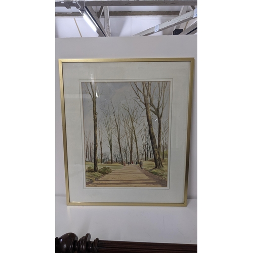 422 - E.W Golding - watercolour depicting figures walking in  a woodland scene, 36cm x 45cm, framed
Locati... 