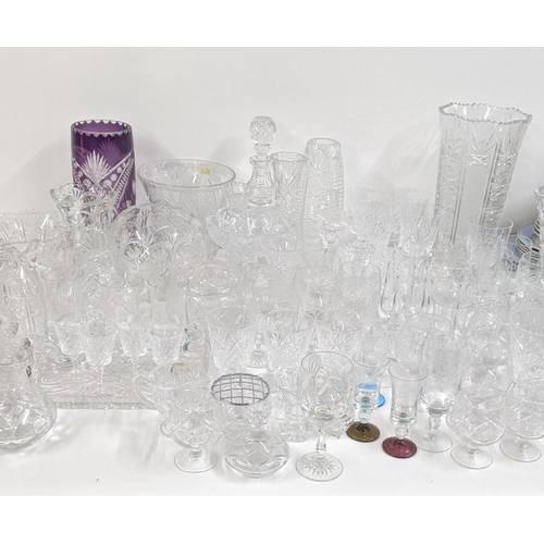 436 - A mixed lot of glassware to include mostly crystal cut glass to include various drinking glasses, va... 