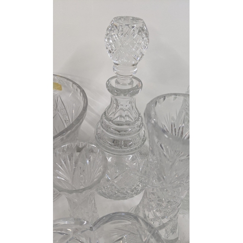 436 - A mixed lot of glassware to include mostly crystal cut glass to include various drinking glasses, va... 