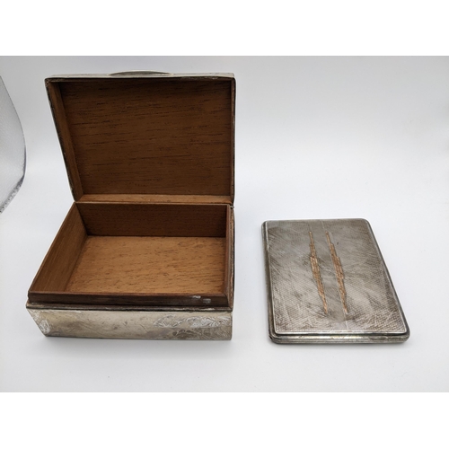 473 - A George V silver cigarette box, engraved owner's initials to circular cartouche on lid, London 1927... 