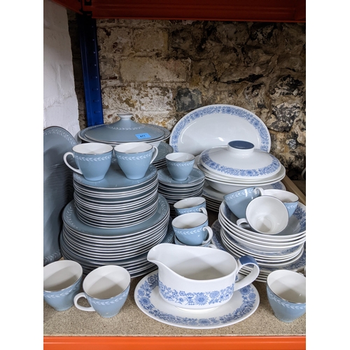 477 - A Royal Doulton Aegean pattern part dinner service comprising 84 pieces, and a Royal Doulton Cranbou... 