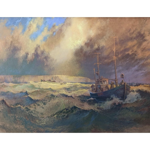 486 - John Chamberlain - large oil on canvas entitled 'Choppy Weather', 121.5cm x 90cm framed
Location:A4B