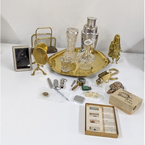 494 - A mixed lot to include a crystal cut vase having silver rim and a silver cigar poker, together with ... 