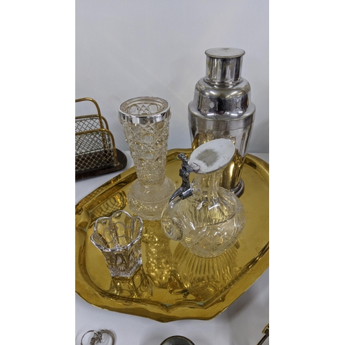 494 - A mixed lot to include a crystal cut vase having silver rim and a silver cigar poker, together with ... 