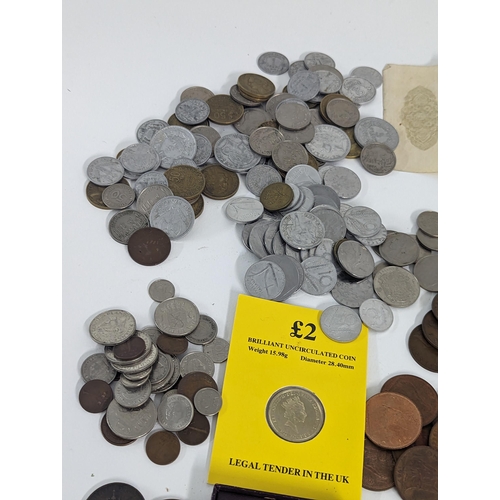 248 - Mixed coins and banknotes to include British early 20th century and later threepence and other examp... 