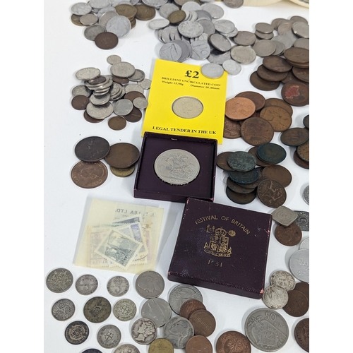 248 - Mixed coins and banknotes to include British early 20th century and later threepence and other examp... 