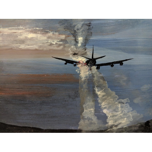 467 - Oil on board depicting an aeroplane in distress, named 'Sabatage'
Location:RWF