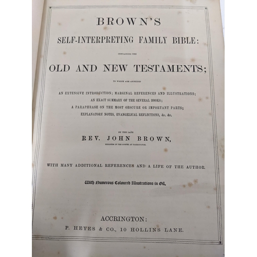 309 - Victorian Brown's Self Interpreting Family Bible, illustrated throughout by J M Kronheim & Co, with ... 