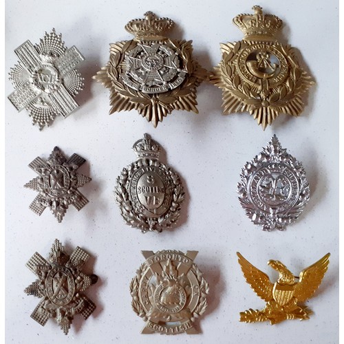 120 - Three Victorian Military interest helmet plates and belt badge including The Border Regiment helmet ... 