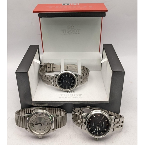 199 - Three gents quartz stainless steel wristwatches, one with box
Location:A3B