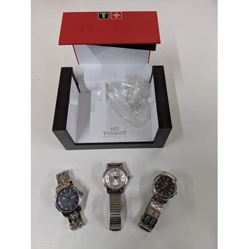 199 - Three gents quartz stainless steel wristwatches, one with box
Location:A3B