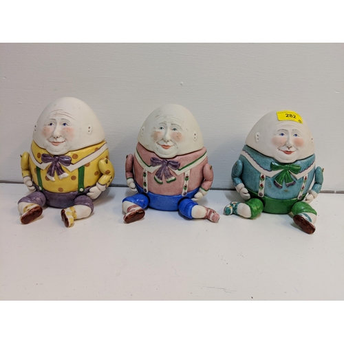 Five Humpty Dumpty China storage jars with a lid (head) on a hinge and ...