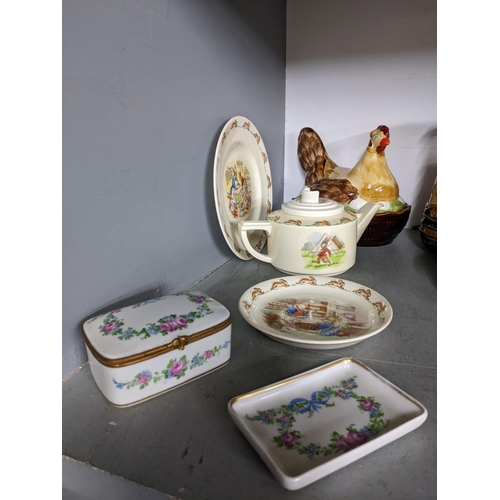 210 - A mixed lot of ceramics to include a Victorian Doulton stoneware jug commemorating Queen Victoria's ... 