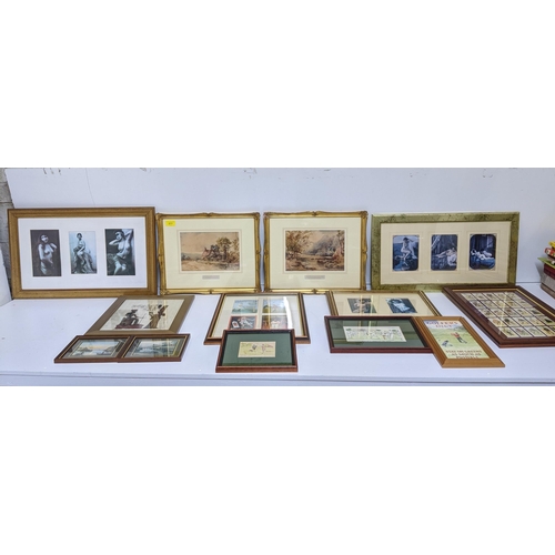 211 - A selection of framed and glazed pictures to include two Victorian watercolours signed A T Fletcher,... 