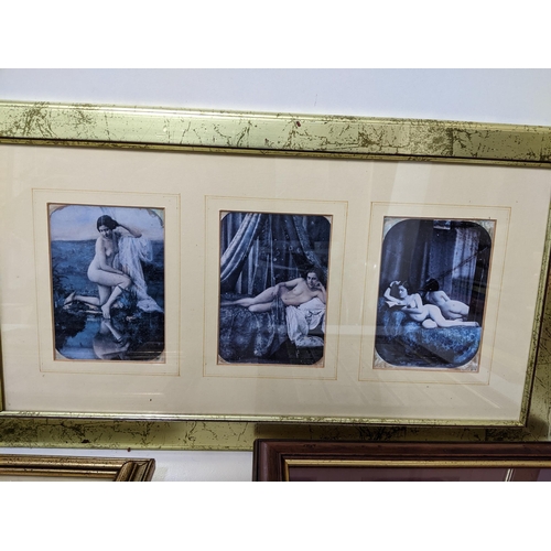 211 - A selection of framed and glazed pictures to include two Victorian watercolours signed A T Fletcher,... 