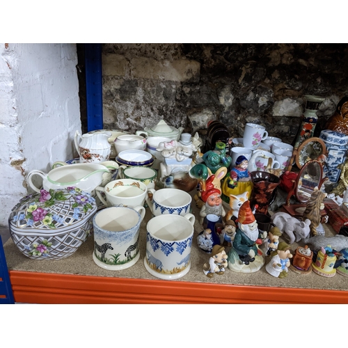 219 - A mixed lot of ceramics and glassware to include a Venetian liqueur decanter set in blue glass with ... 