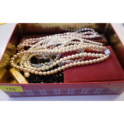 156 - Seed pearl, pink pearl and simulated pearl necklaces, some with silver or silver gilt clasps togethe... 