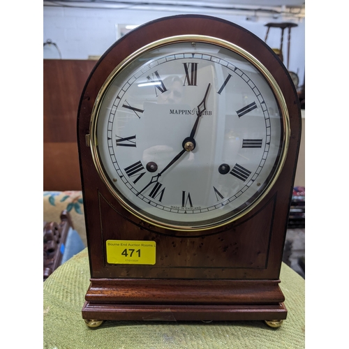 471 - A mahogany and burr wood veneer Mappin and Webb mantel clock Location:G