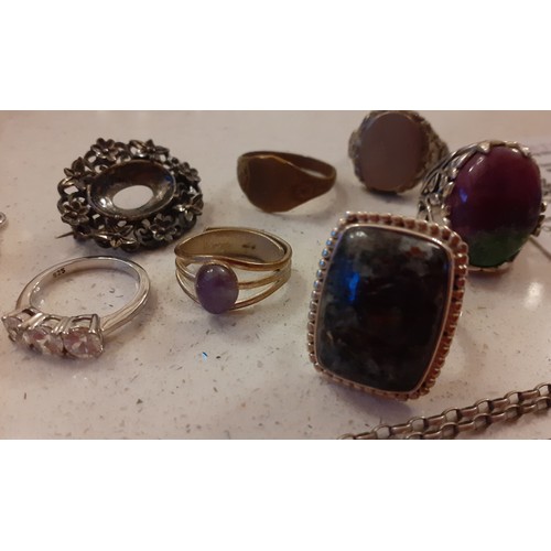 56 - Mixed costume jewellery, mainly silver and white metal to include a pair of Gemporia silver and jade... 