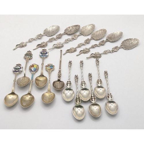 A mixed lot to include five sterling silver souvenir spoons, 71.1g and a collection of other spoons
Location:A4M