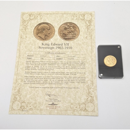United Kingdom - Edward VII (1901-1910) Sovereign dated 1904, Melbourne Mint, very fine in 'delux' plastic holder with London Mint Office certificate Location:TR